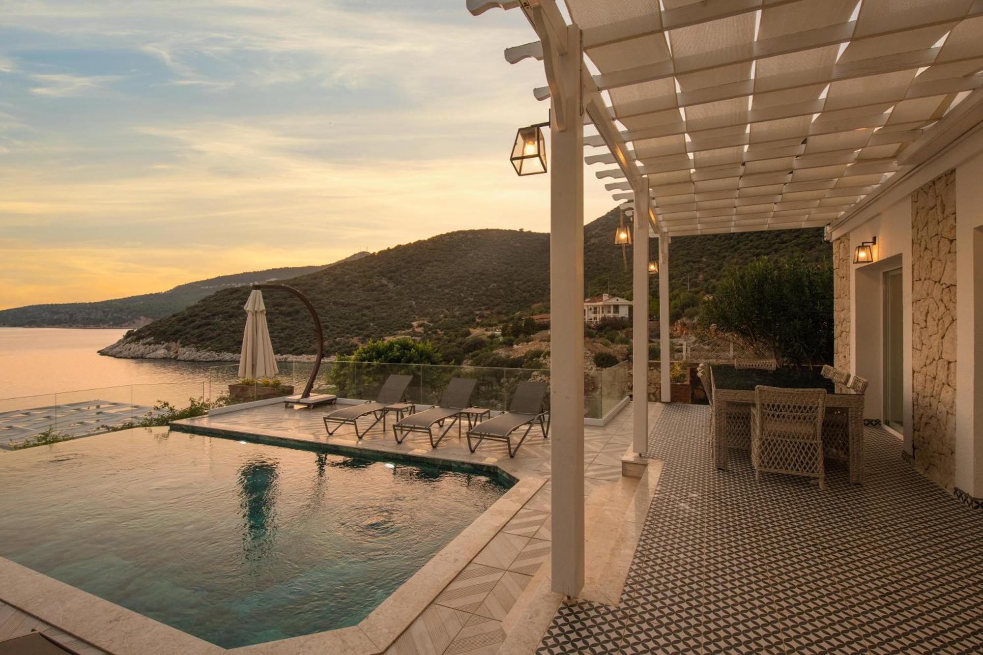 Beachfront White Villa With Private Swimming Pool Kalkan Exterior photo